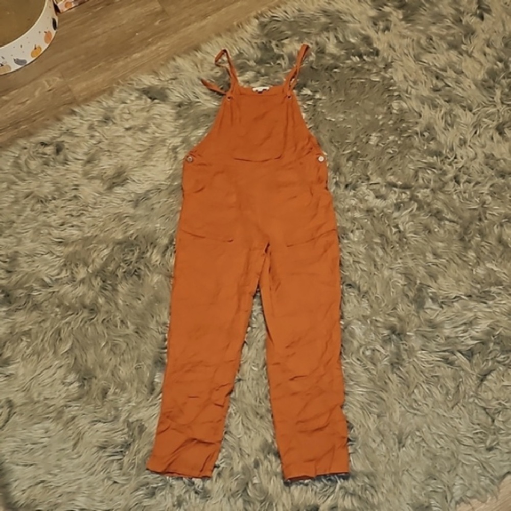 Patrons of Peace light weight rust Orange Jumpsuit linen Bibs size Extra Small